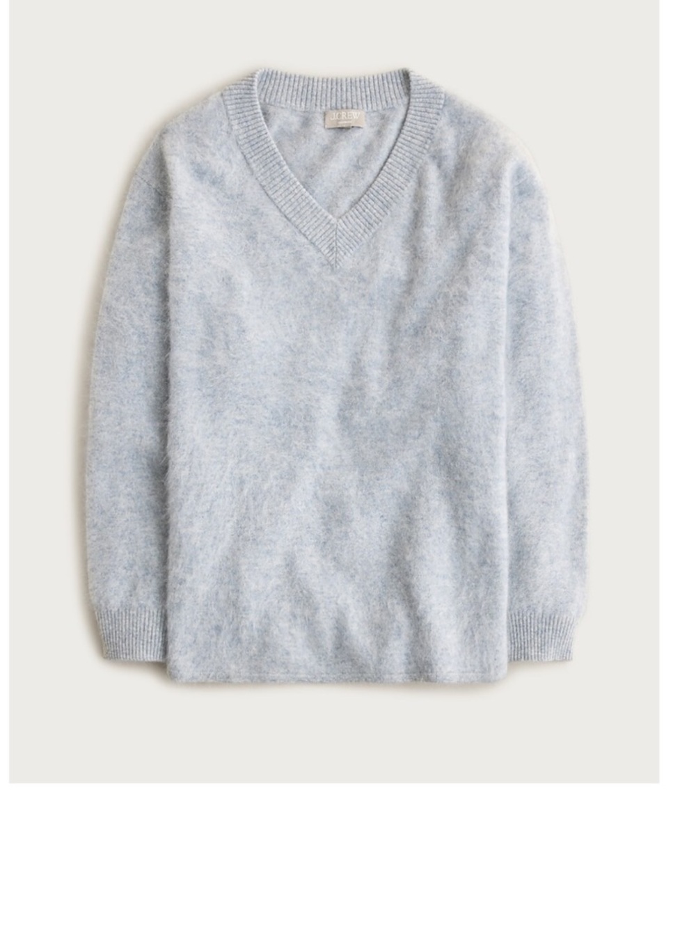 J. Crew Womens relaxed brushed cashmere Sweater.  Heather frosted grey.